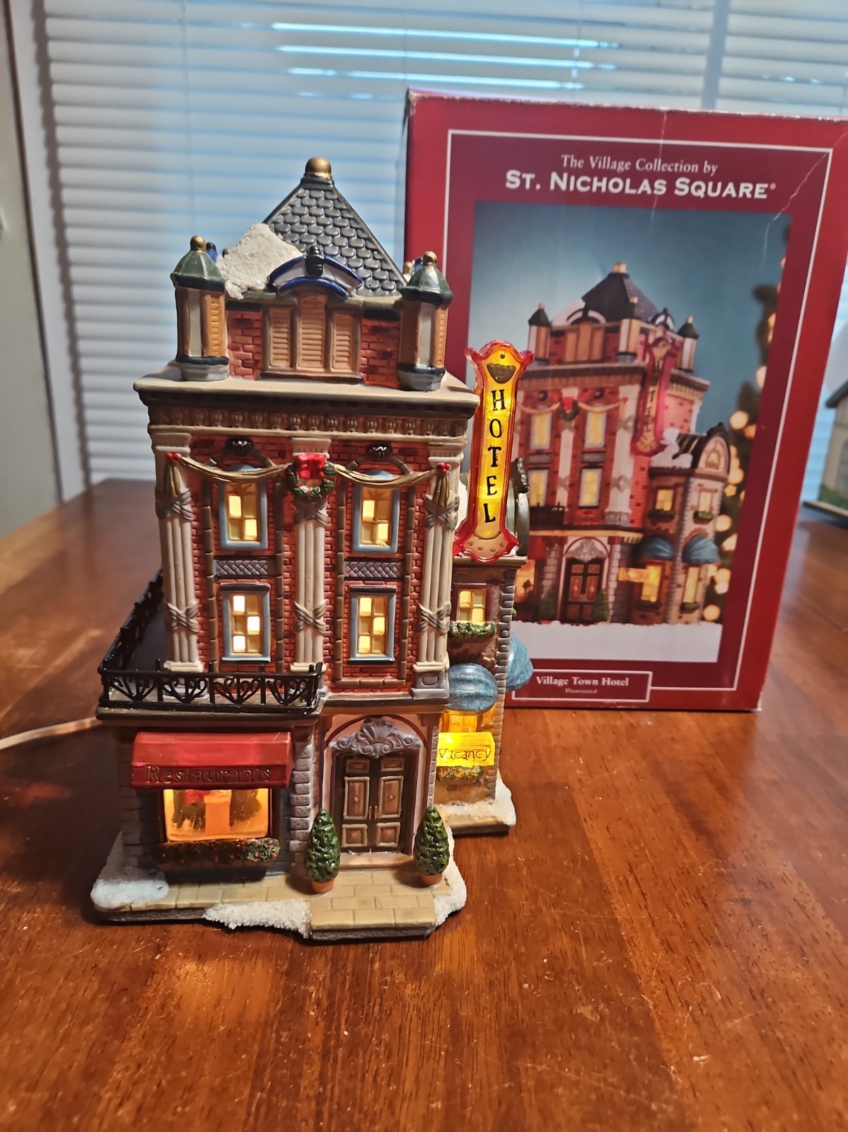 St. Nicholas Square Village Collection Illuminated Village Town Hotel Tested Box St. Nicholas Square Village Collection Illuminated Village Town Hotel Tested Box
