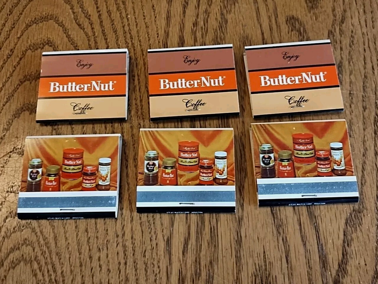 6 Vtg Butter Nut Coffee Coca-Cola Matchbook Houston Texas Advertising Full NOS 