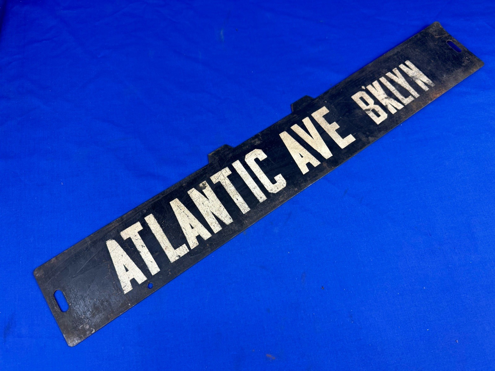 C.1925 NYC Subway Side Window Destination Plate ATLANTIC AVE BKLYN Double Sided