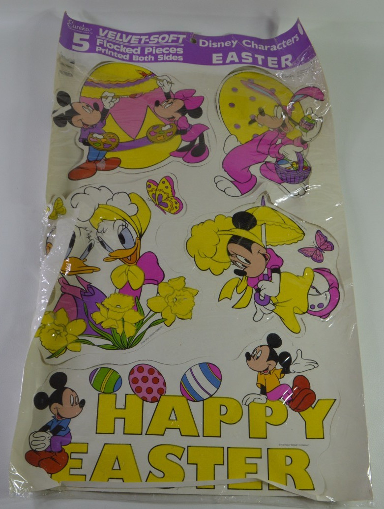 Easter RARE Vintage EUREKA Die-Cuts Velvet Soft Flocked Double Sided Disney HTF