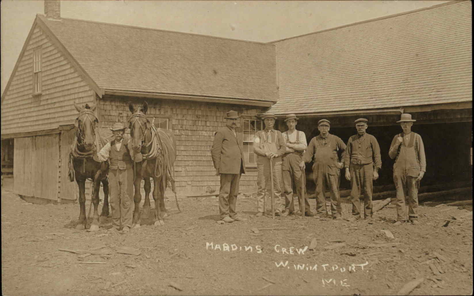 Winterport ME Mardins Crew Saw Mill c1910 Real Photo Postcard