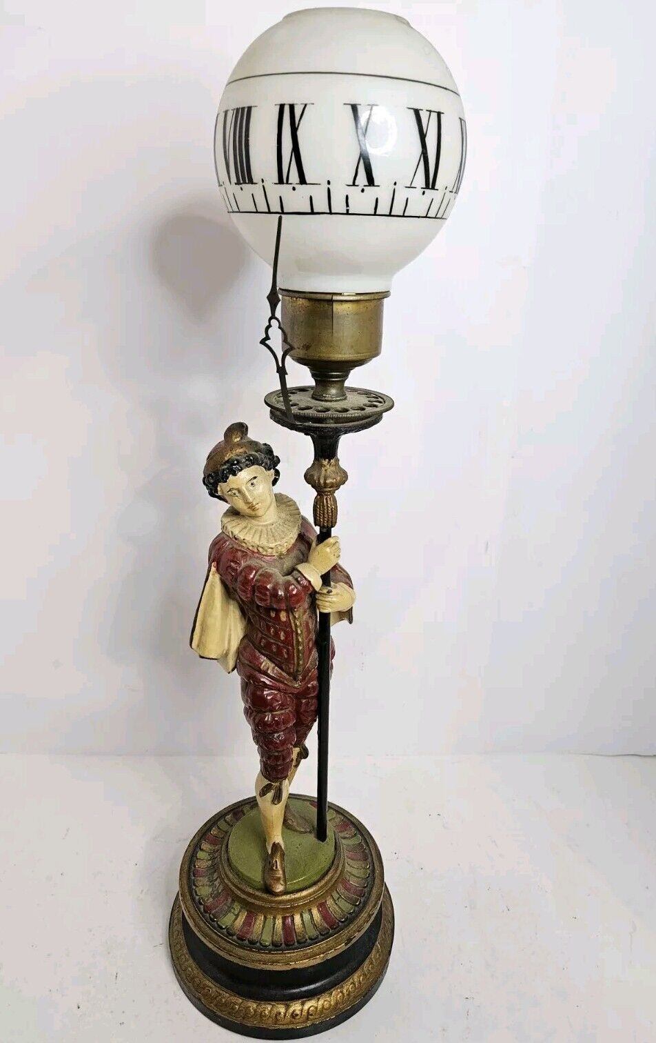 Antique 1800's French Candle Illuminated Annular Figural Statue Victorian Clock