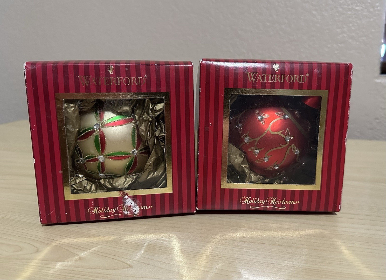 PAIR (2) Waterford Holiday Heirlooms Christmas Ornaments PAIR (2) Waterford Holiday Heirlooms Christmas Ornaments