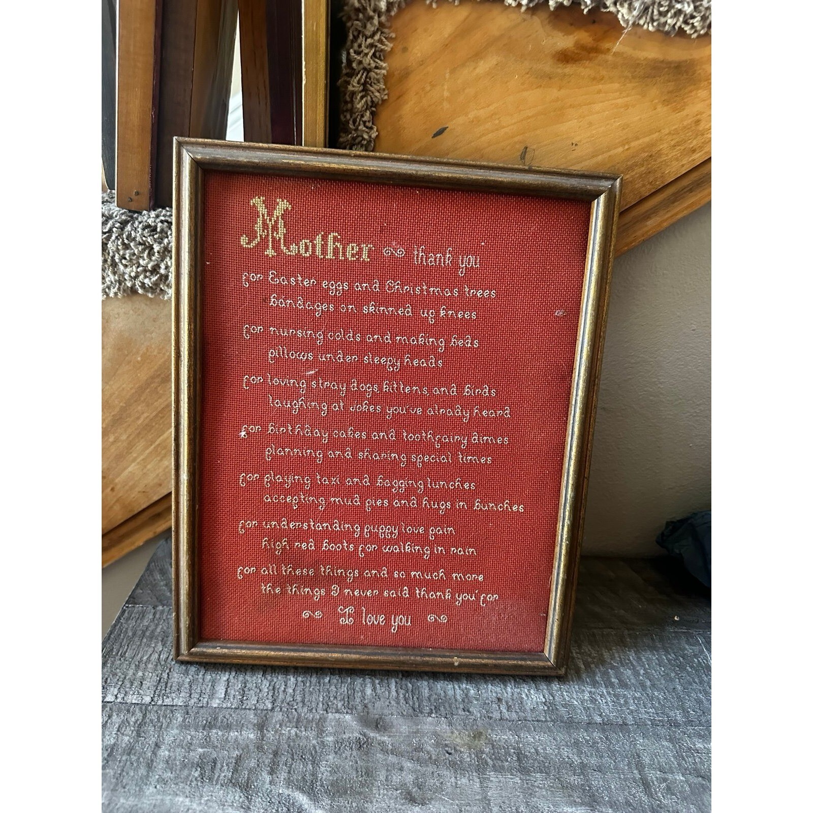 Antique Framed Poem card, Mother,