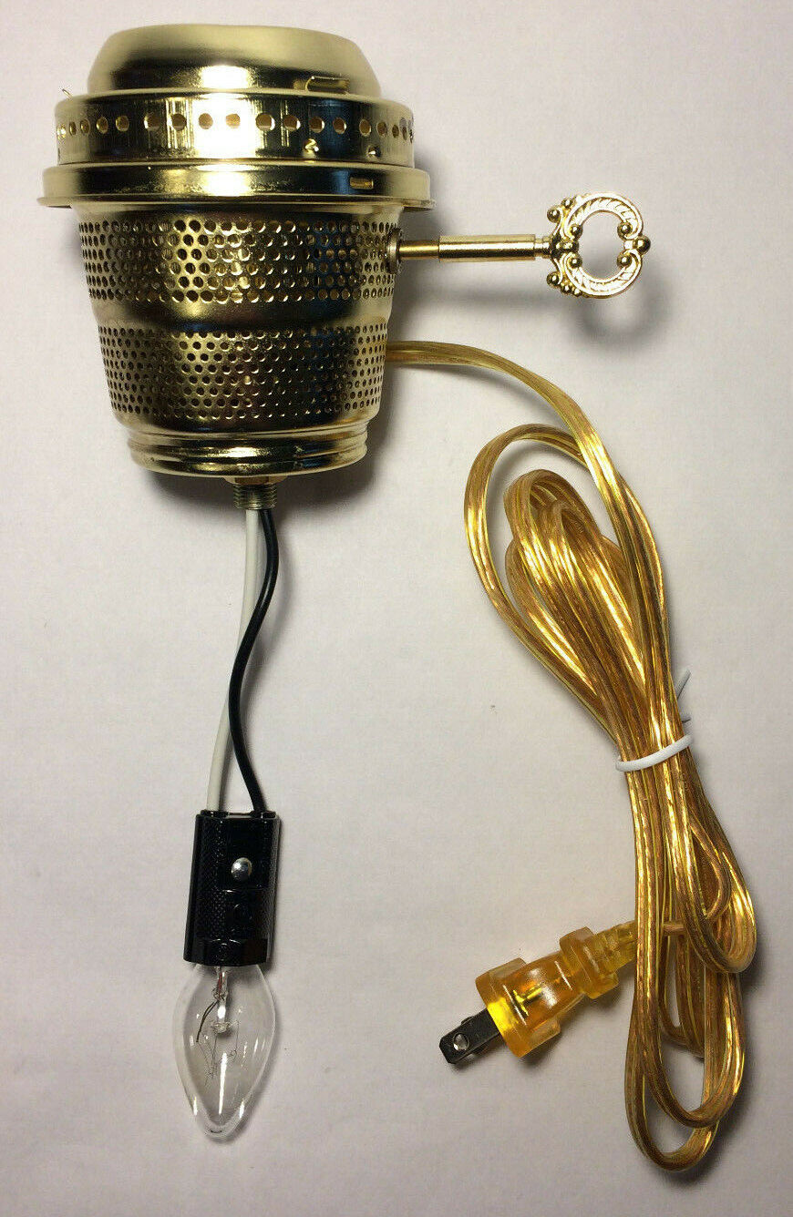 Brass Electric Burner 3-way with bottom nite lite for Aladdin Brand Lamps EB246