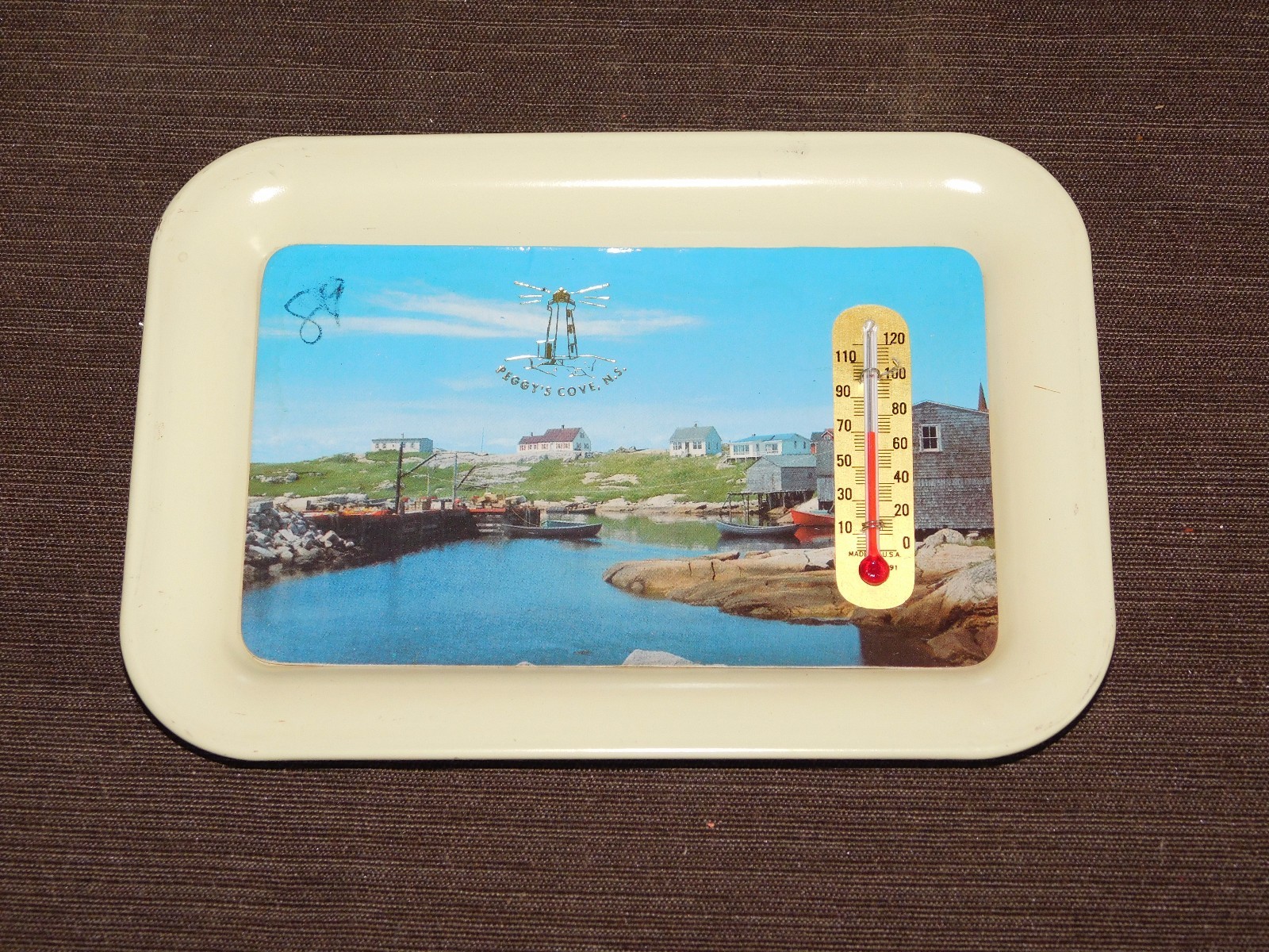 VINTAGE PEGGY\'S COVE NS NOVA SCOTIA METAL SOUVENIR  TRINKET TRAY