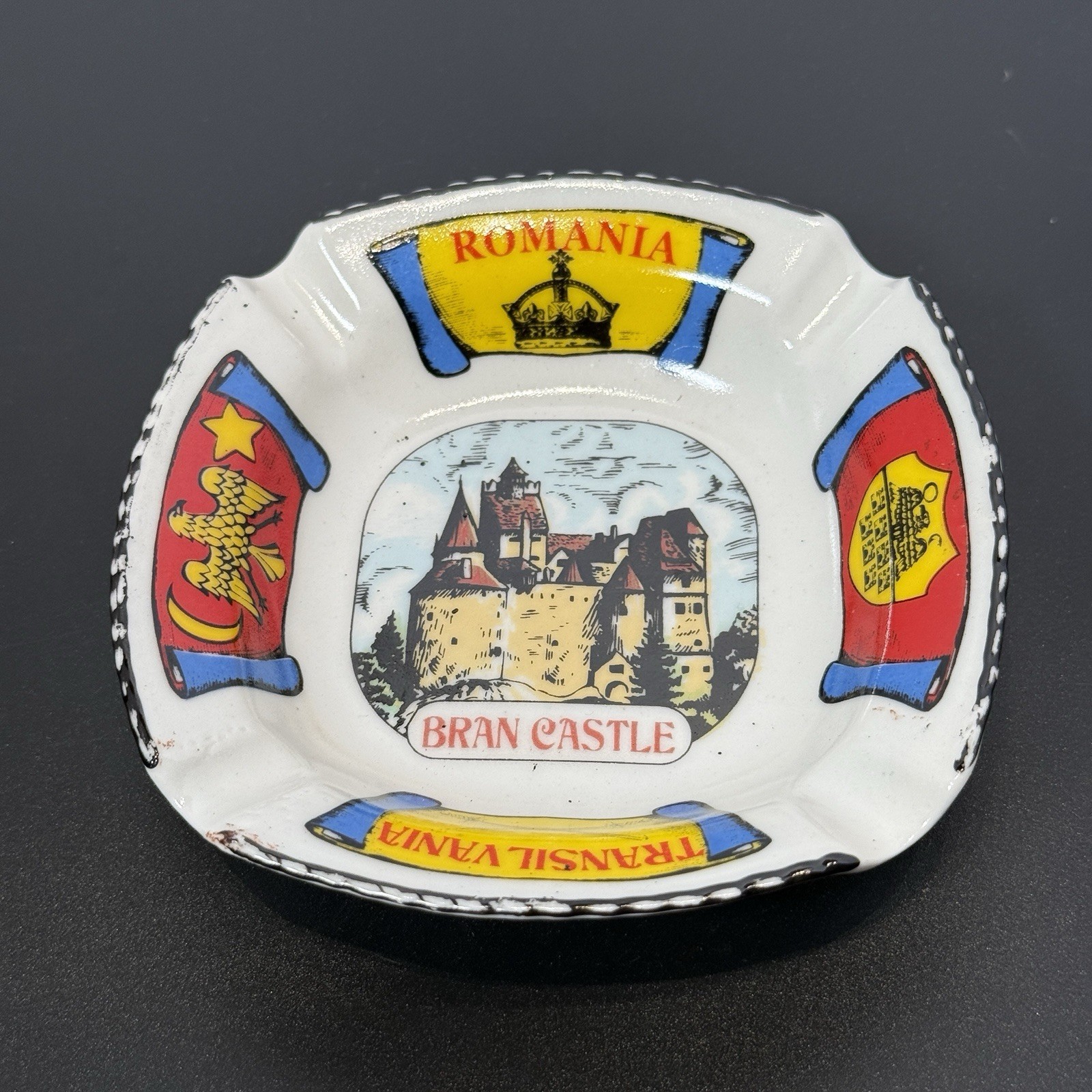Dracula Bran Castle Transylvania Romania China Pottery Ashtray Vampires