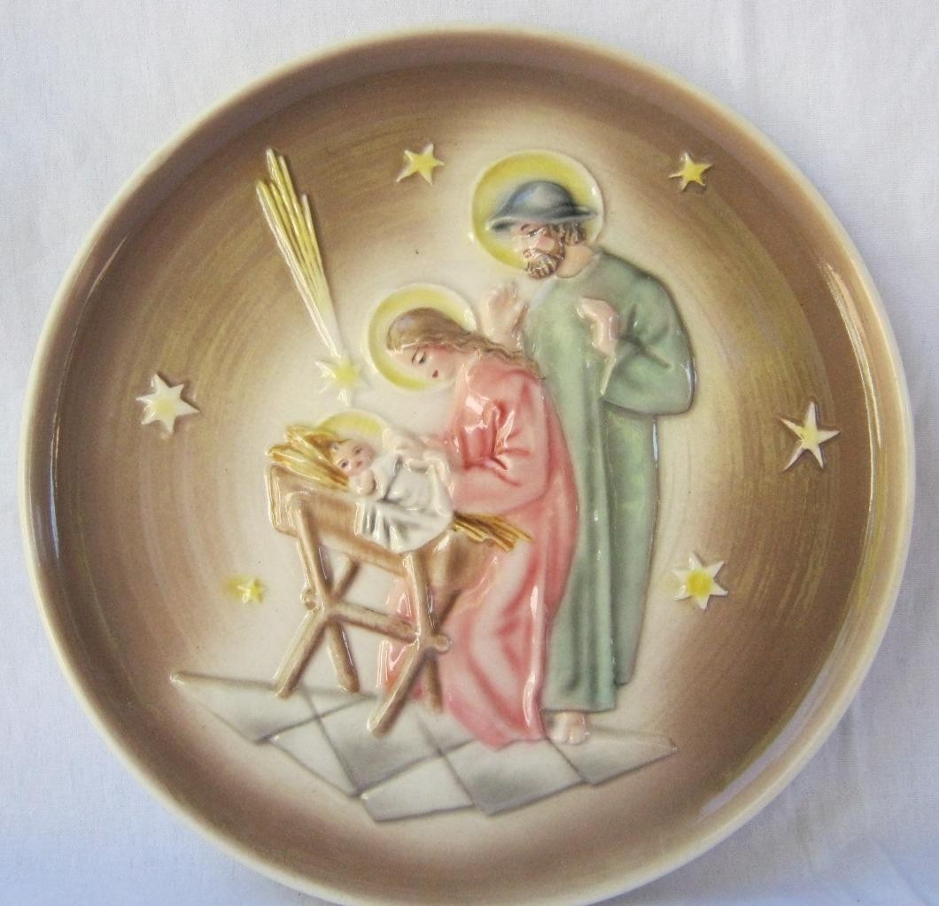 Rare Keramos Glass Porcelain THE NATIVITY Christmas Plaque Wien Austria Vienna