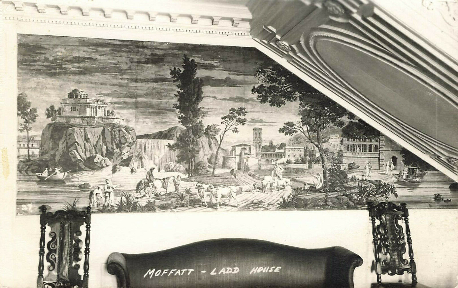 MOFFATT-LADD HOUSE MURAL REAL PHOTO POSTCARD PORTSMOUTH NH NEW HAMPSHIRE RPPC
