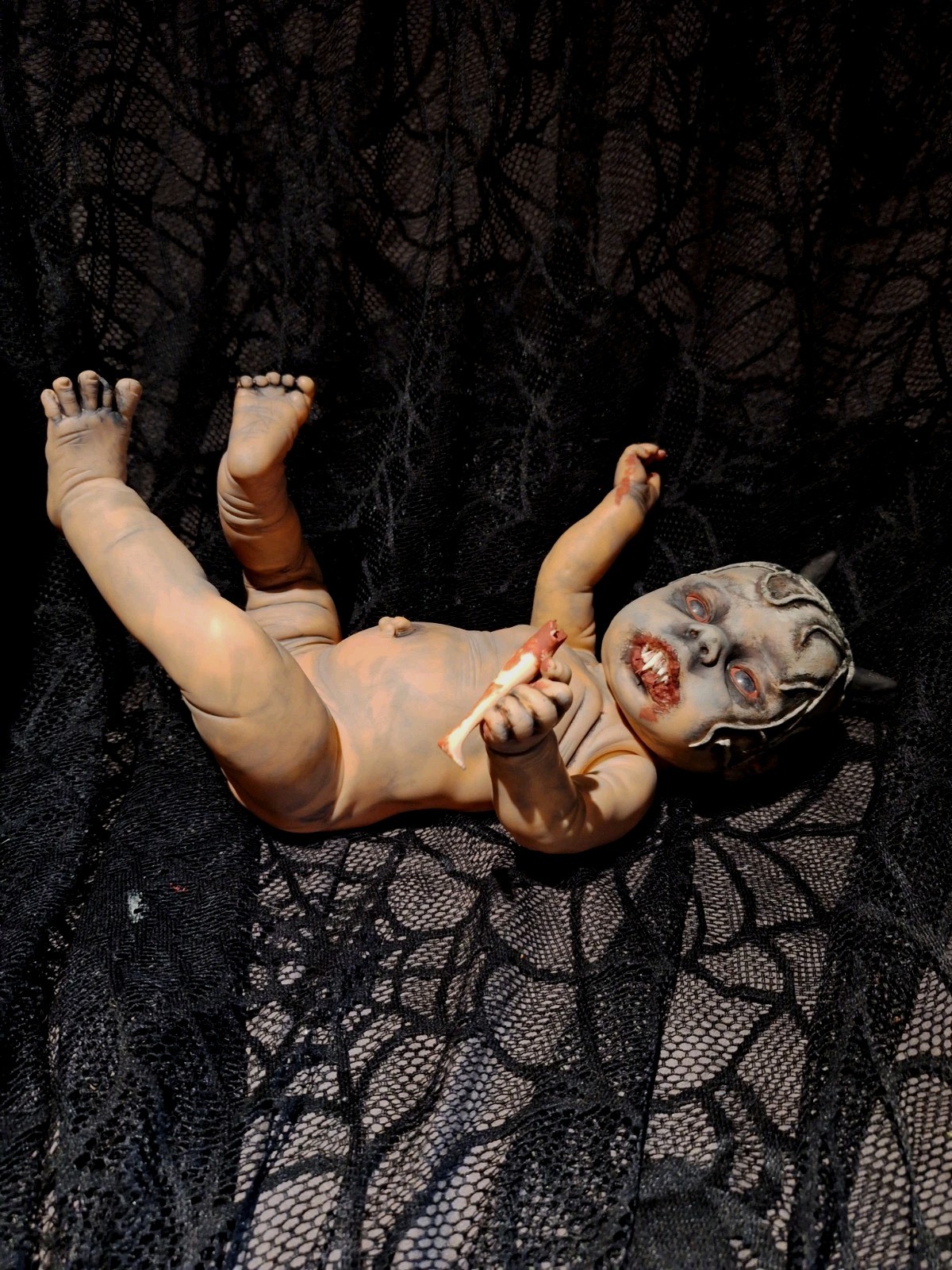OOAK Creepy Life Like Doll, 18 In Tall, Handpainted, Halloween Prop, Lil Devil
