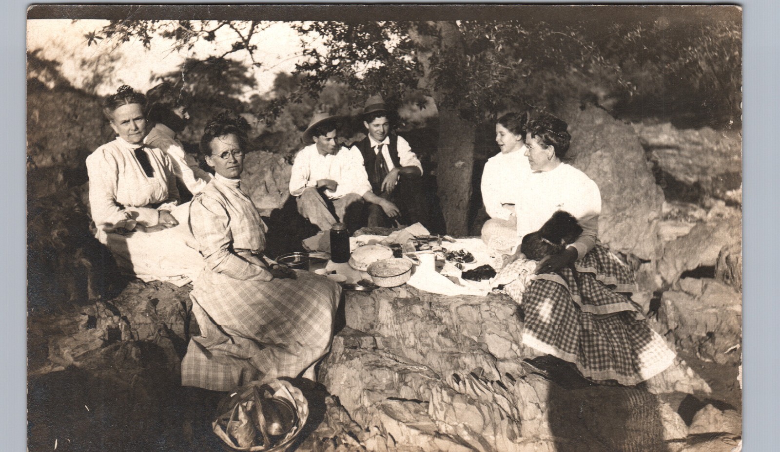 PICNIC IN MEXICO sonora mx real photo postcard rppc la cananea