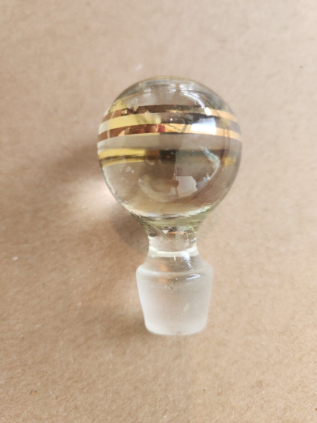 MCM Glass Crystal Large Round Ball Decanter Apothecary Bottle Stopper Vintage