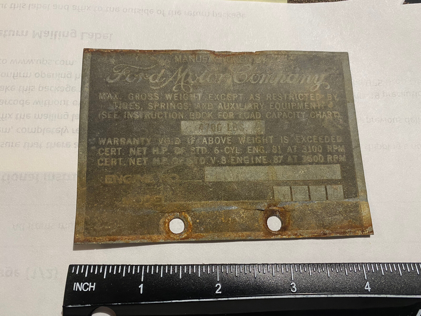 VINTAGE FORD MOTOR COMPANY CAR EMBLEM LOGO METAL DESCRIPTION LABEL TAG LOOK VINTAGE FORD MOTOR COMPANY CAR EMBLEM LOGO METAL DESCRIPTION LABEL TAG LOOK