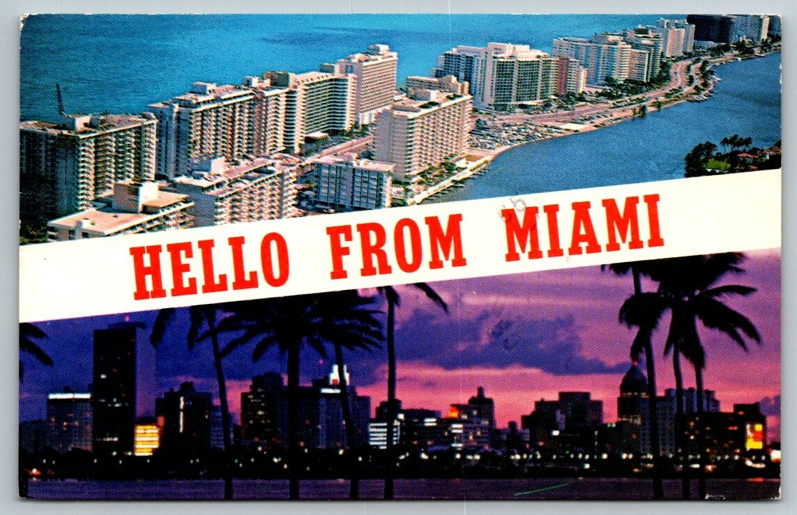 Hello From Miami  Large Letter  Postcard  1976