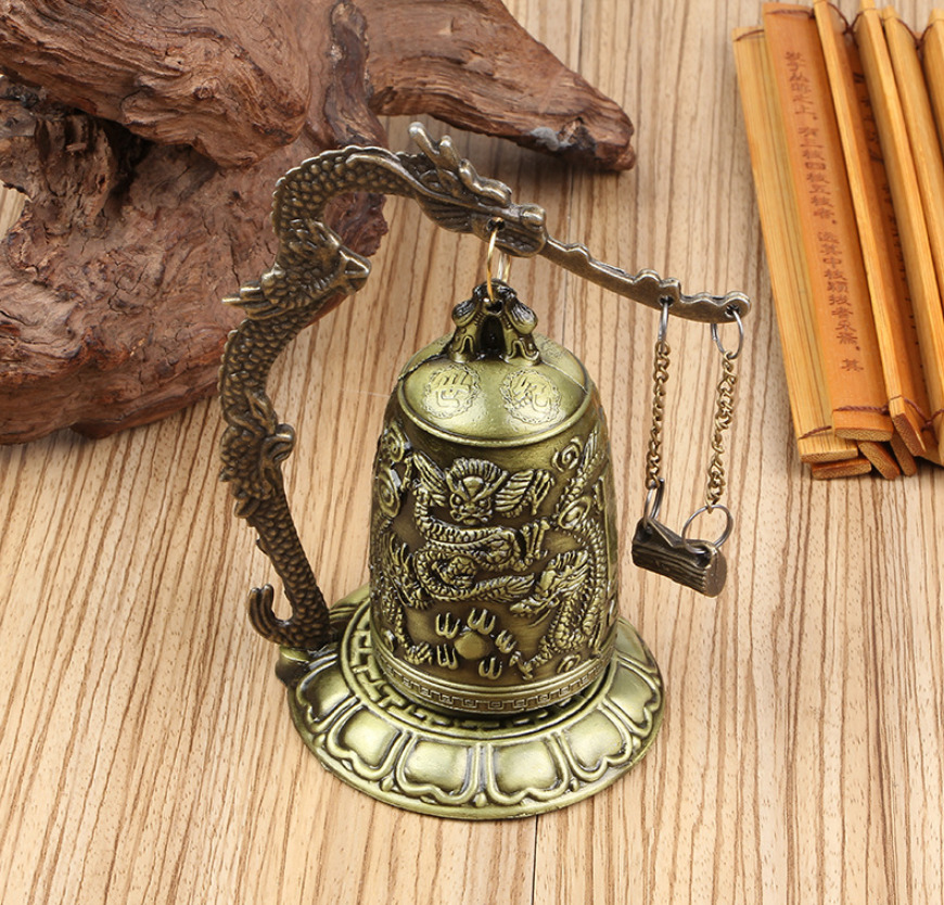 Zen Art Brass Feng Shui Desktop Dragon Windbell Table Gong Home Decor Gift USA