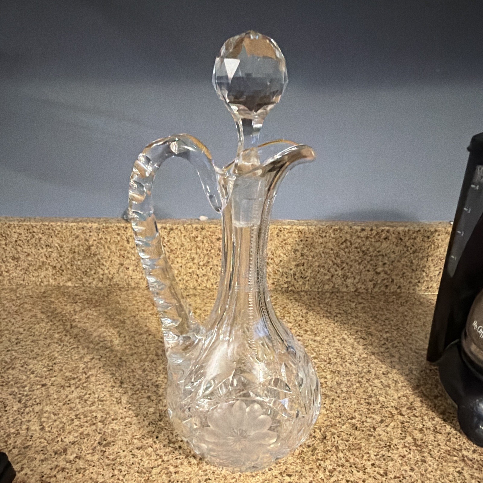 Vintage Glass Wine Decanter and Stopper Set Crystal