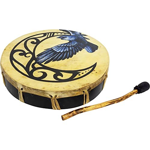 Kheops International Ceremonial Frame Drum Moon & Raven 12