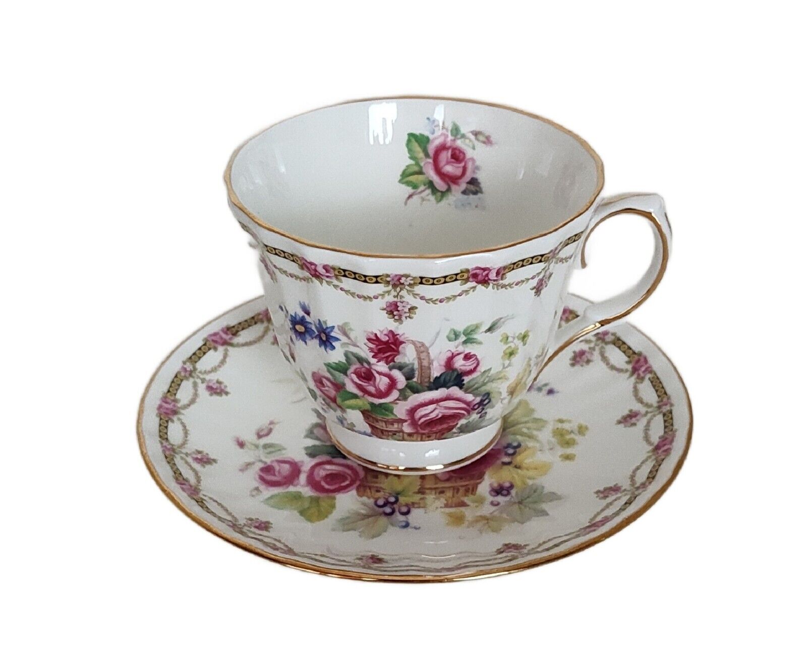 Duchess Bone China Tea Cup & Saucer Rose With Gold Trim England