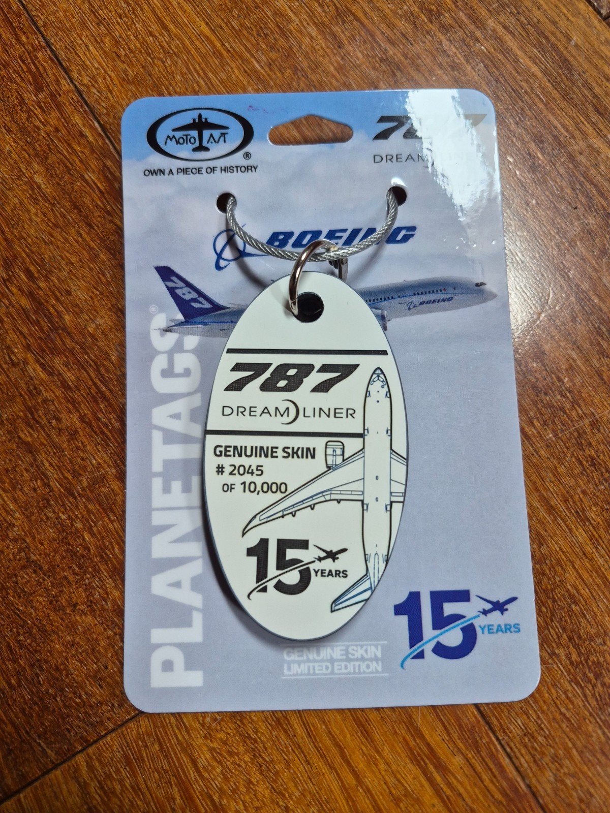 Boeing 787-8 Dreamliner House Test Flight #ZA004 Aluminum Jet Plane Skin Bag Tag