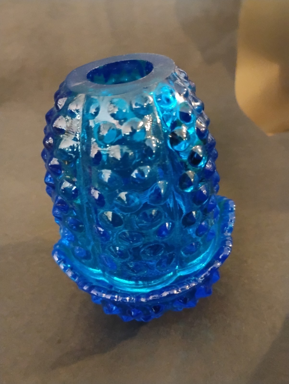 Fenton Fairy Lamp Blue Hobnail Glass Courting Lamp Candle Holder