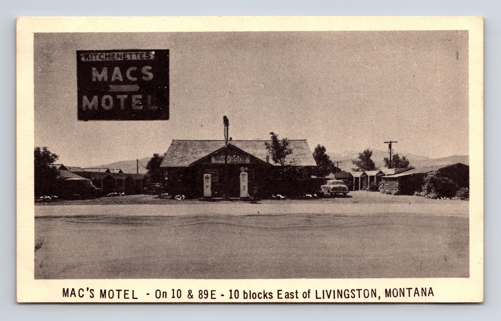 Mac's Motel & Gas Station Livingston Montana MT Roadside America Postcard Mac's Motel & Gas Station Livingston Montana MT Roadside America Postcard