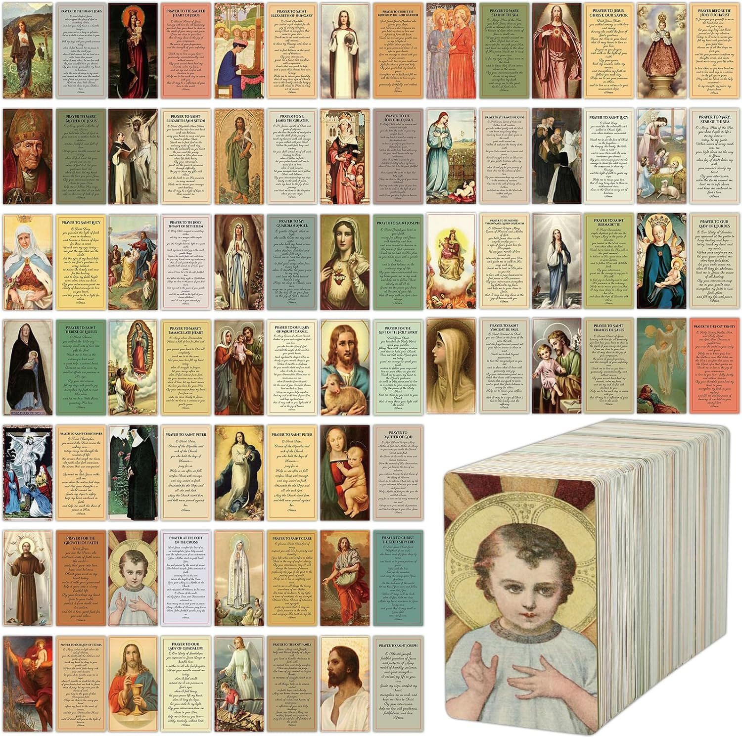 240 PCS Catholic Saint Prayer Cards Bulk Holy Prayer Cards for Peace