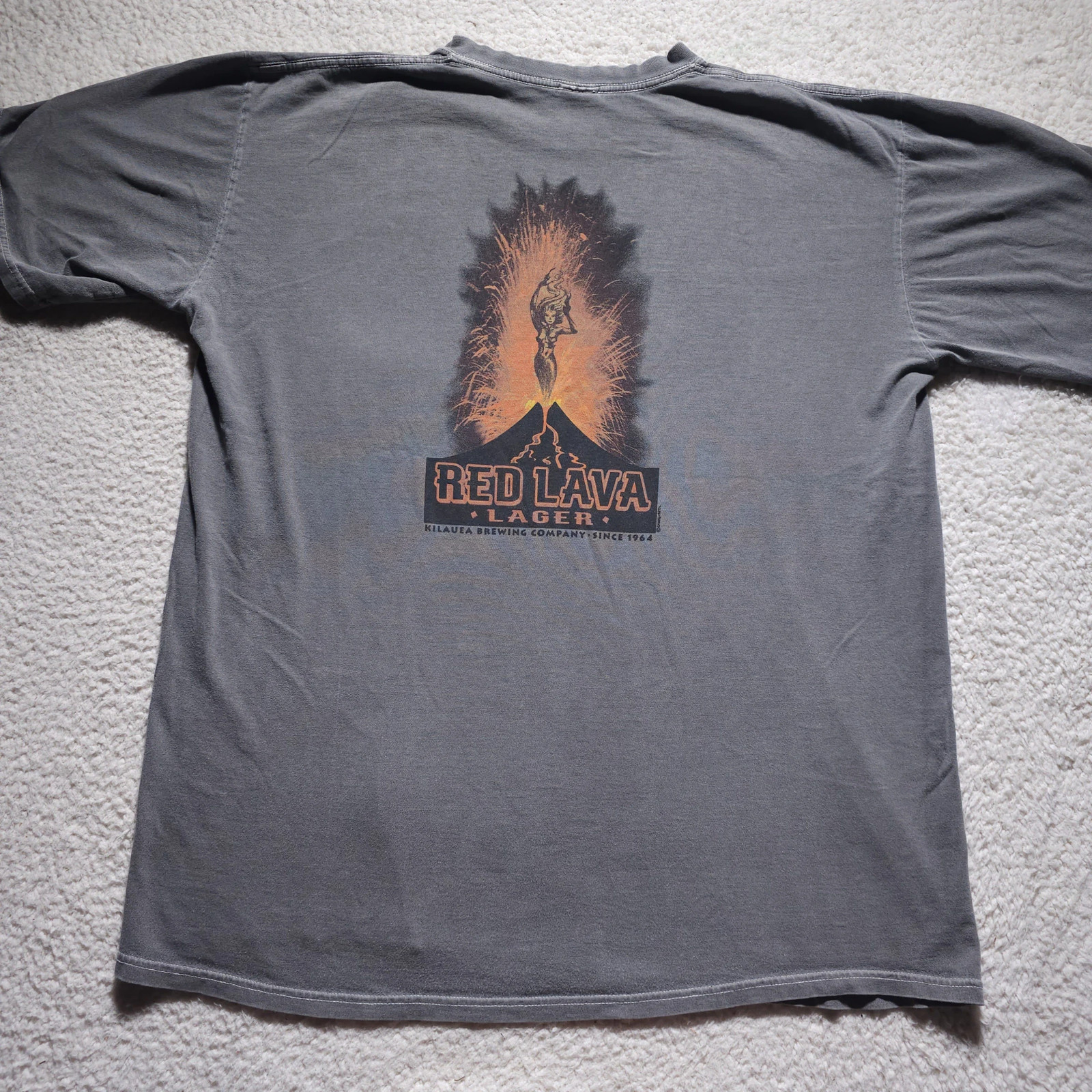 Vintage Crazy Shirts Volcano Dye T Shirt XL Red Lava Lager Hawaii Kilauea 90s