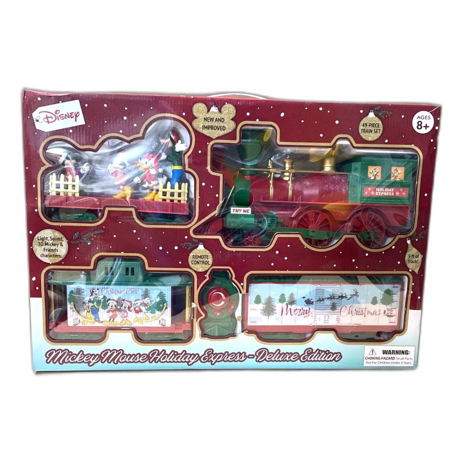 Disney Mickey Mouse Holiday Express Deluxe Edition 49-Piece Train Set Remote New