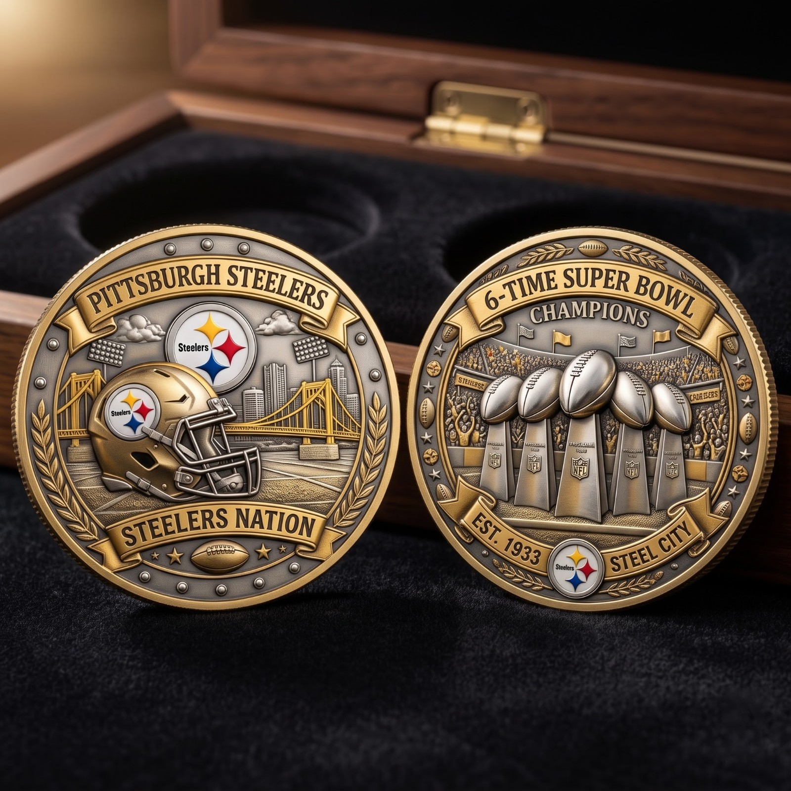 Pittsburgh Steelers Super Bowl Champions Challenge Coin NFL Fan Gift