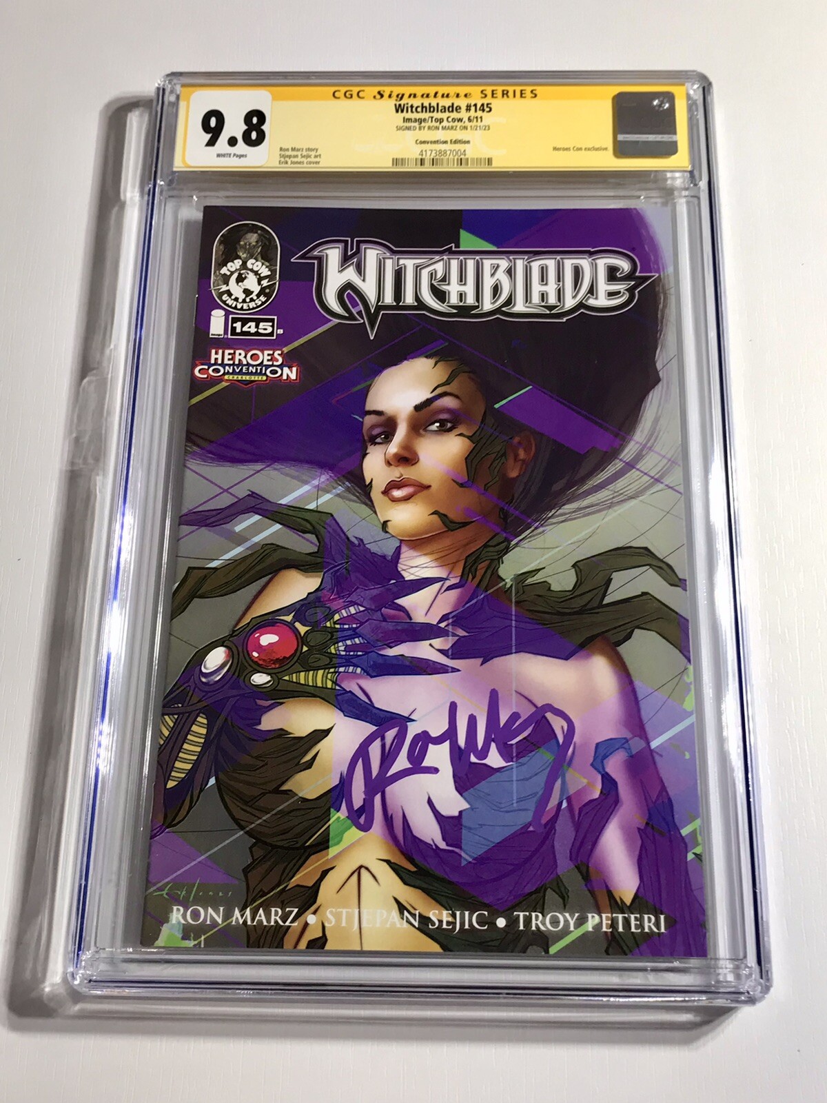 2011 IMAGE/TOP COW WITCHBLADE #145 SIGNATURE RON MARZ HEROES CON VARIANT CGC 9.8