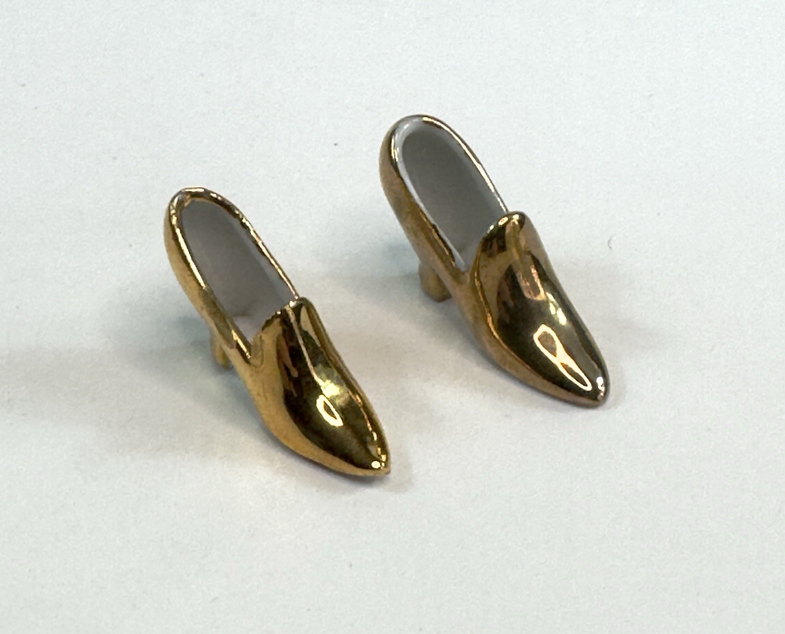 Vintage Porcelain Miniature Shoes Gold Paint Made In Japan