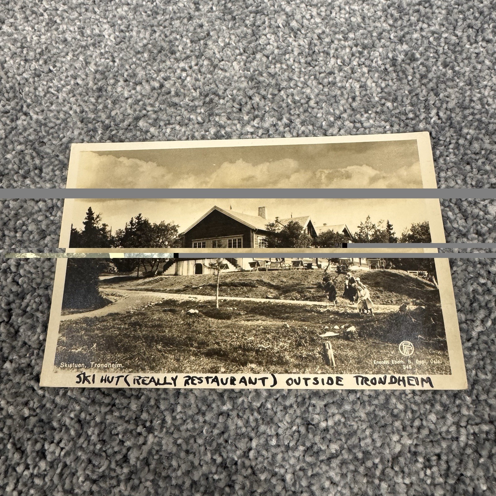 RPPC C.1938 Skistuen (Skistua) Mountain Lodge Ski Trondheim, Norway Scribed