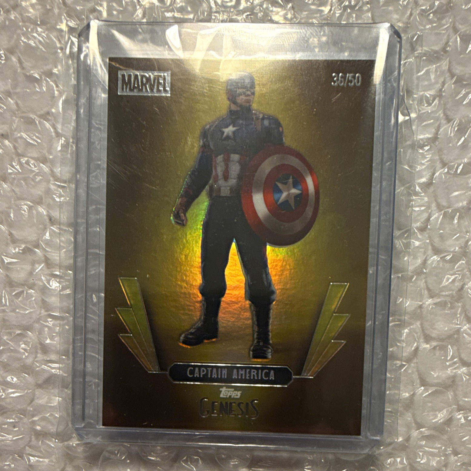 Captain America SSP # 36/50 Topps 2025 Topps Genesis Marvel  Gold Parallel 🔥🔥