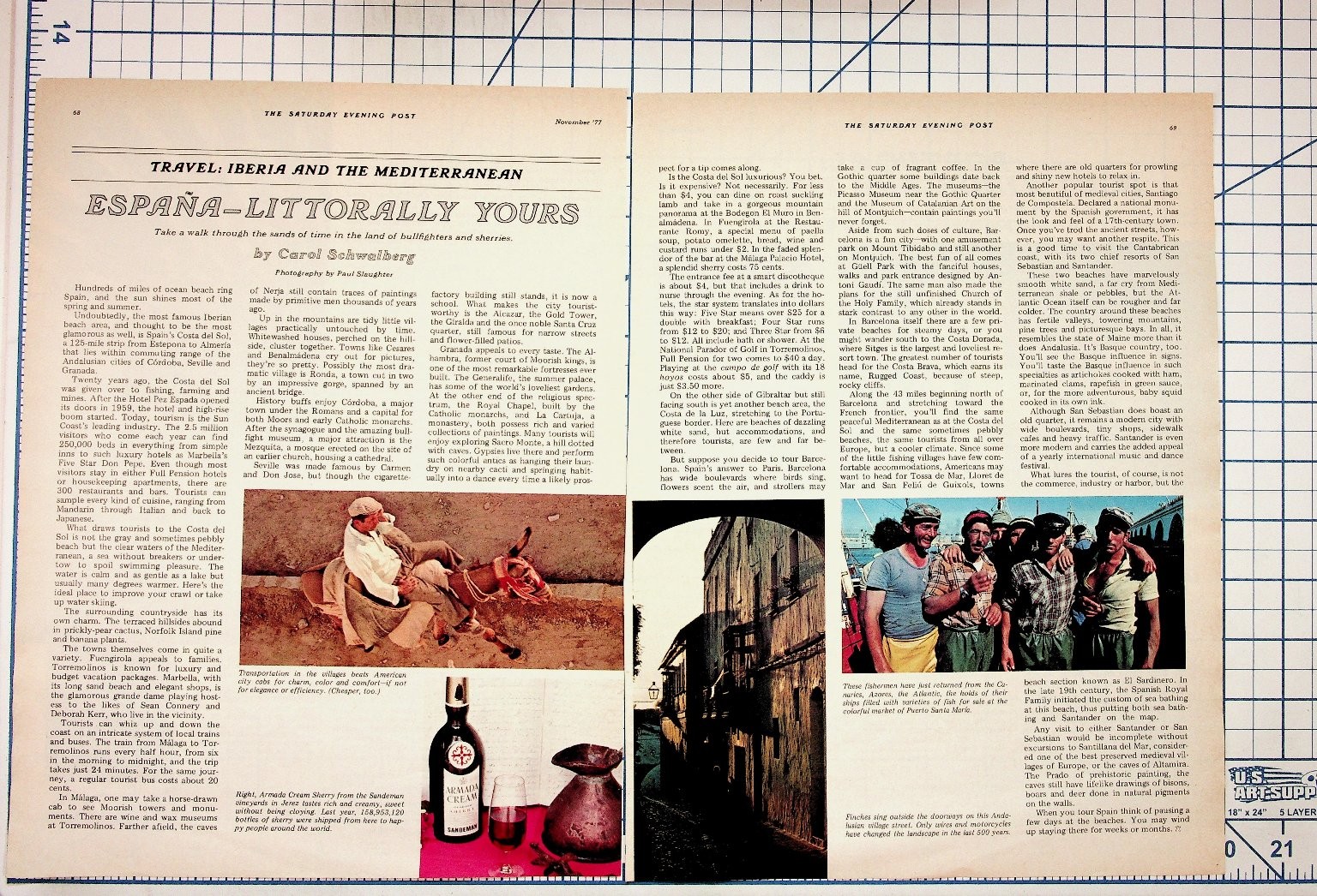 1977 Saturday Evening Post Travel Article: Spain, Mediterranean, Ephemera