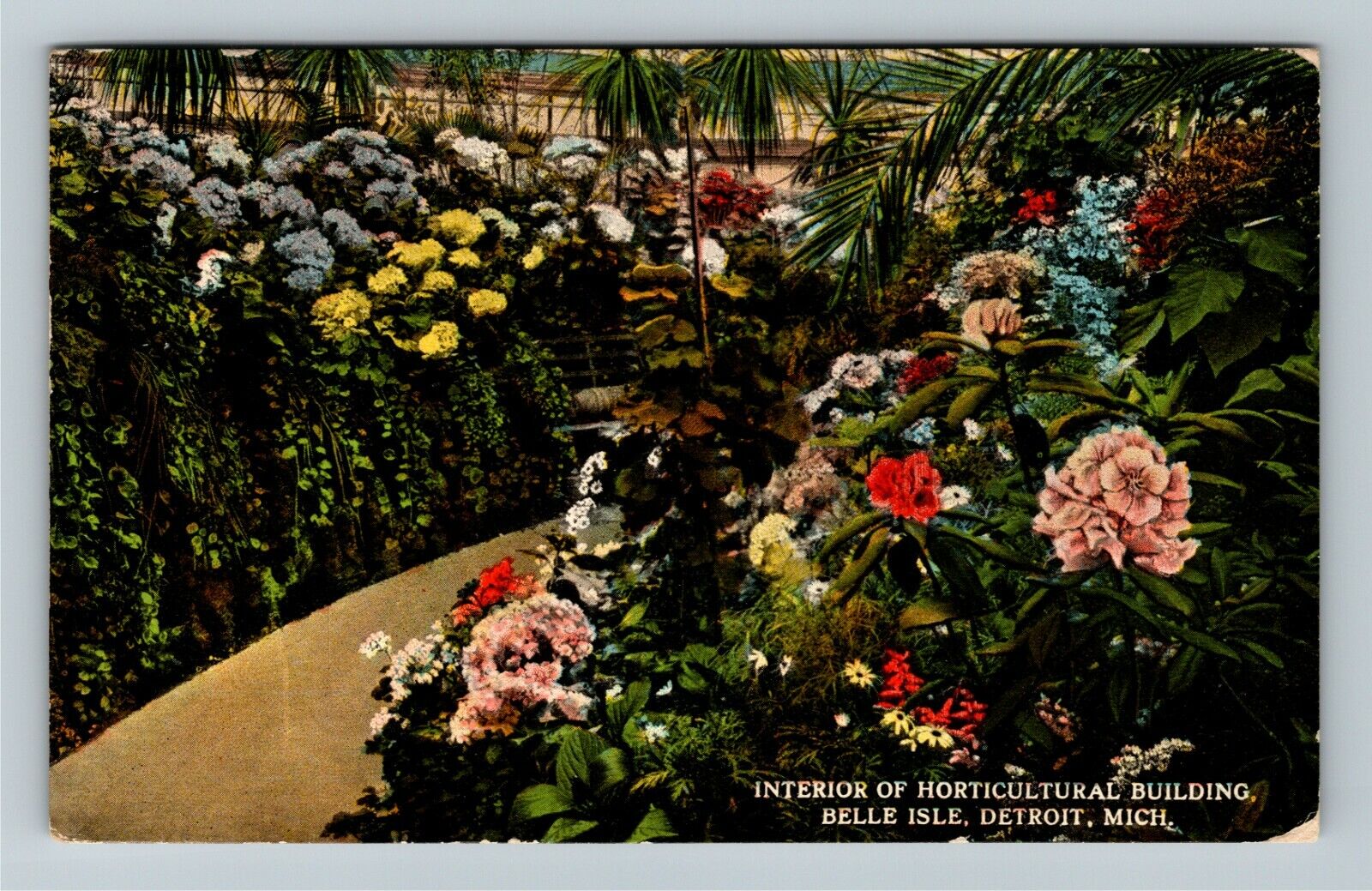 Detroit MI-Michigan, Interior Of Horticultural Building Belle Vintage Postcard