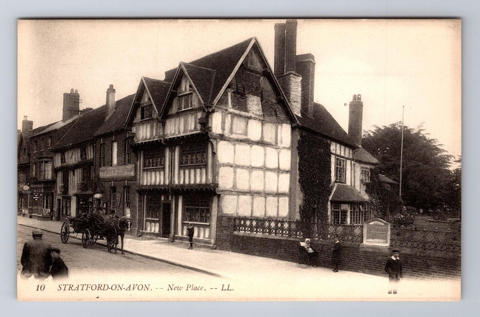 Stratford-upon-Avon-England, New Place, Antique, Vintage Souvenir Postcard