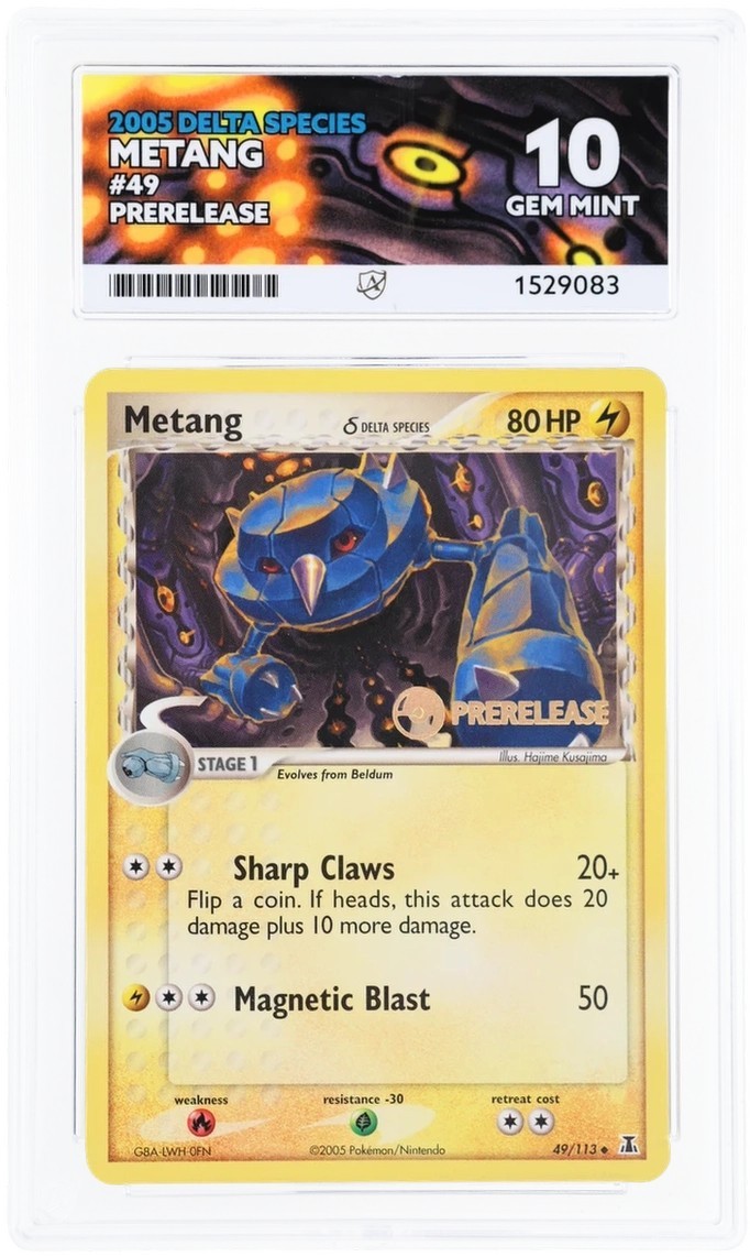 Pop 1 Ace / Pop 60 PSA Pokémon EX Delta Species Metang Prerelease 49/113 ACE 10
