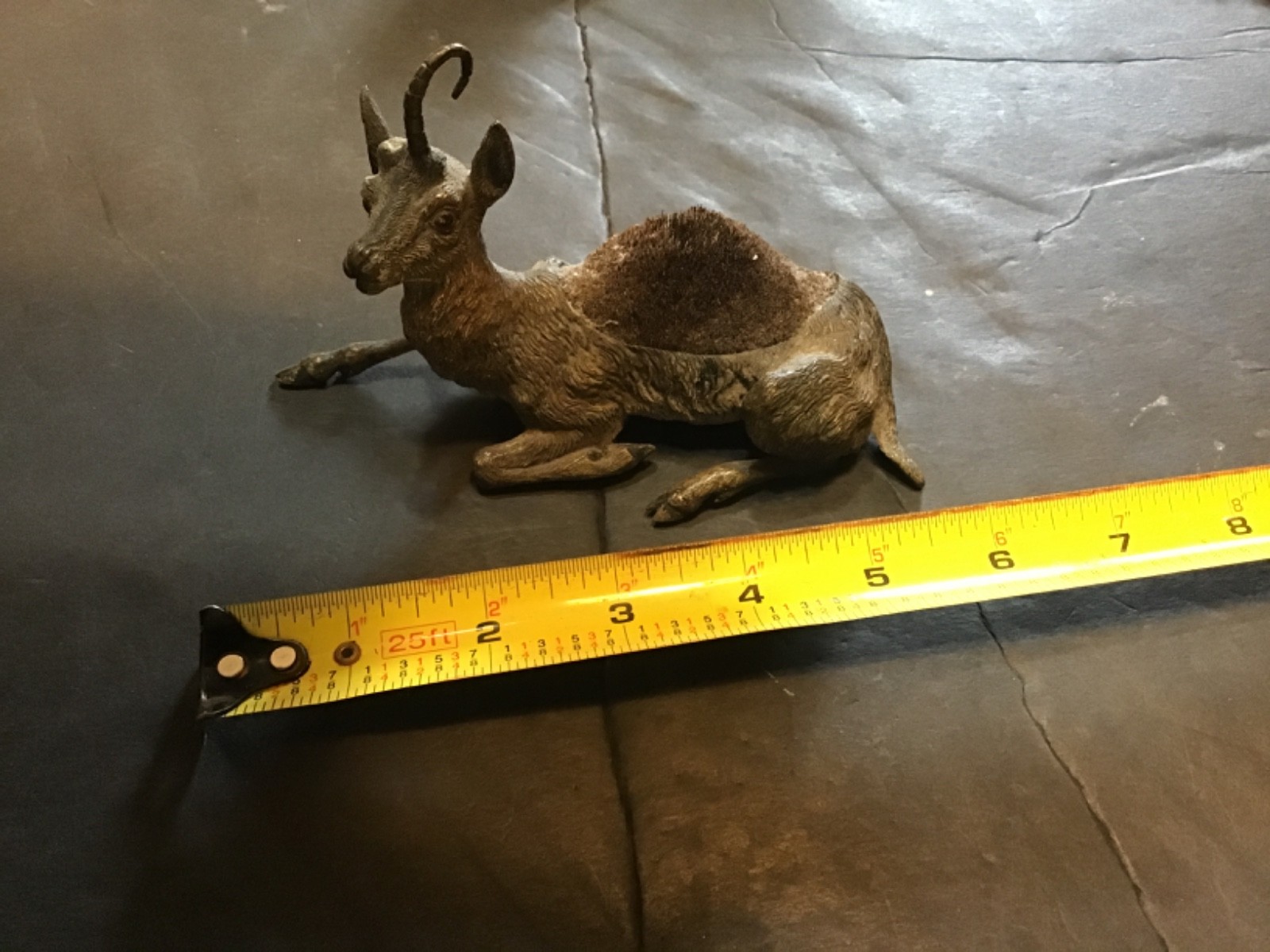 Antique COLD PAINTED BRONZE PEN Wipe Brush ANTELOPE / GOAT / UNICORN ESTATE