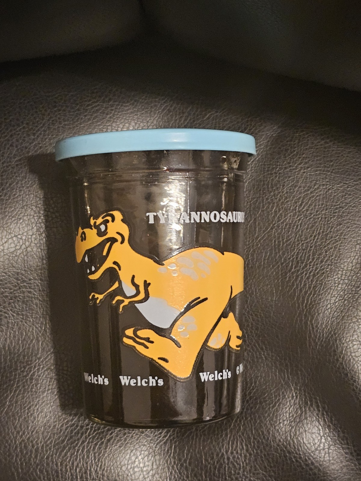 WELCH\'S SEALED JELLY JAM GLASS TYRANNOSAURUS REX + FULL DINOSAURS 1988 NOS RARE