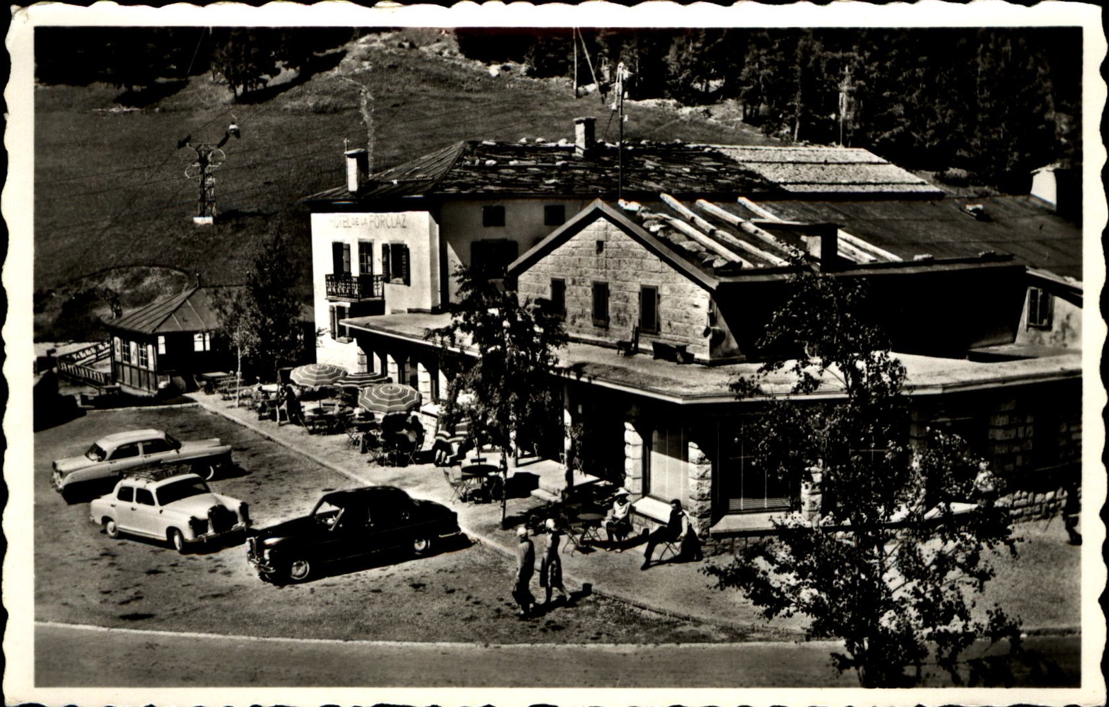 Hotel du Col de la Forclaz ~ Switzerland ~ RPPC real photo ~ aerial postcard
