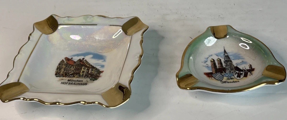 Vintage Munich Germany Porcelain Ashtray Lot Hofbrauhaus Schumann 