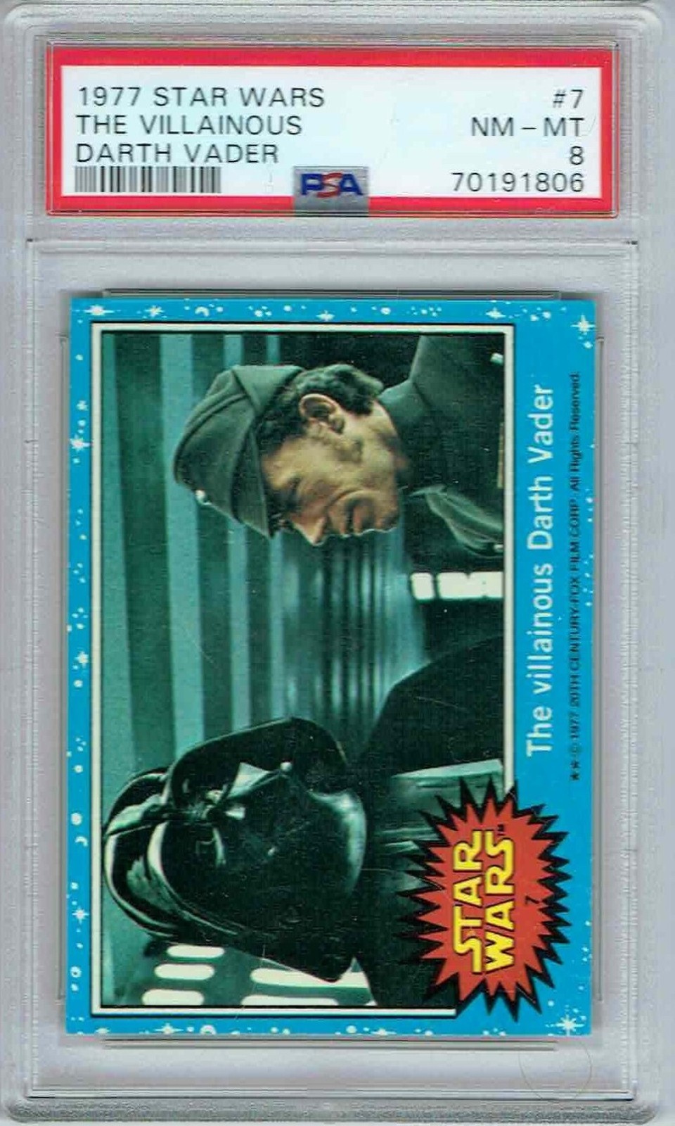 1977 Topps Star Wars Card #7 The Villainous Darth Vader PSA 8