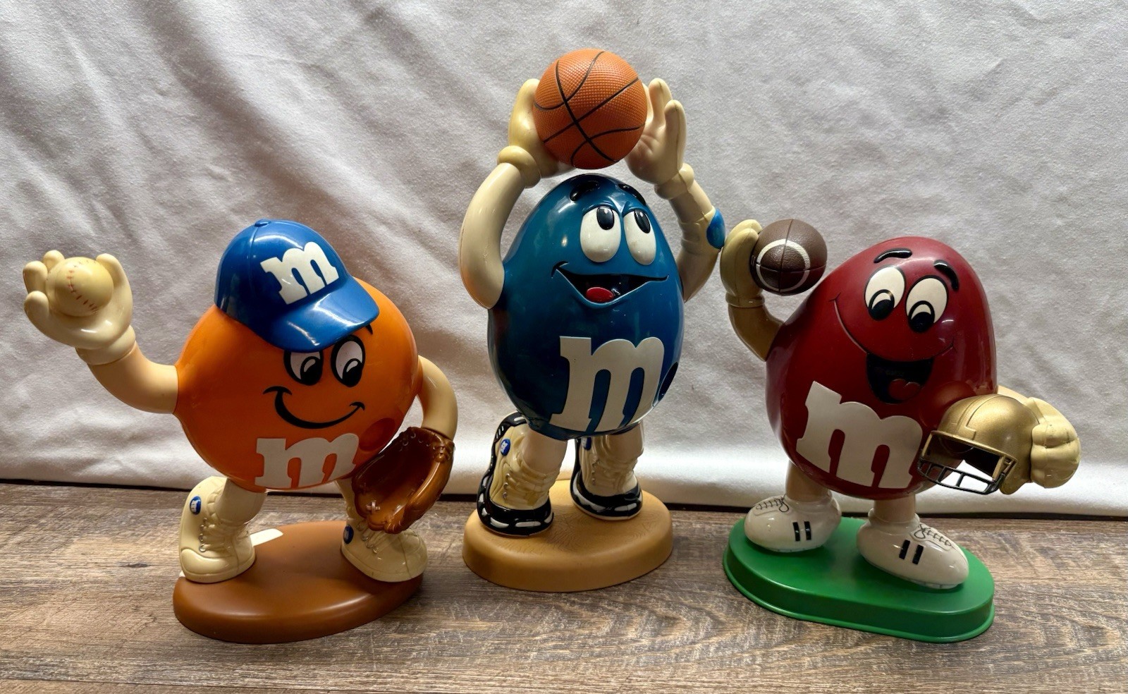 M&M\'s Candy Man Dispensers: Football, Baseball, Basketball ~ Vintage 1990s Mars