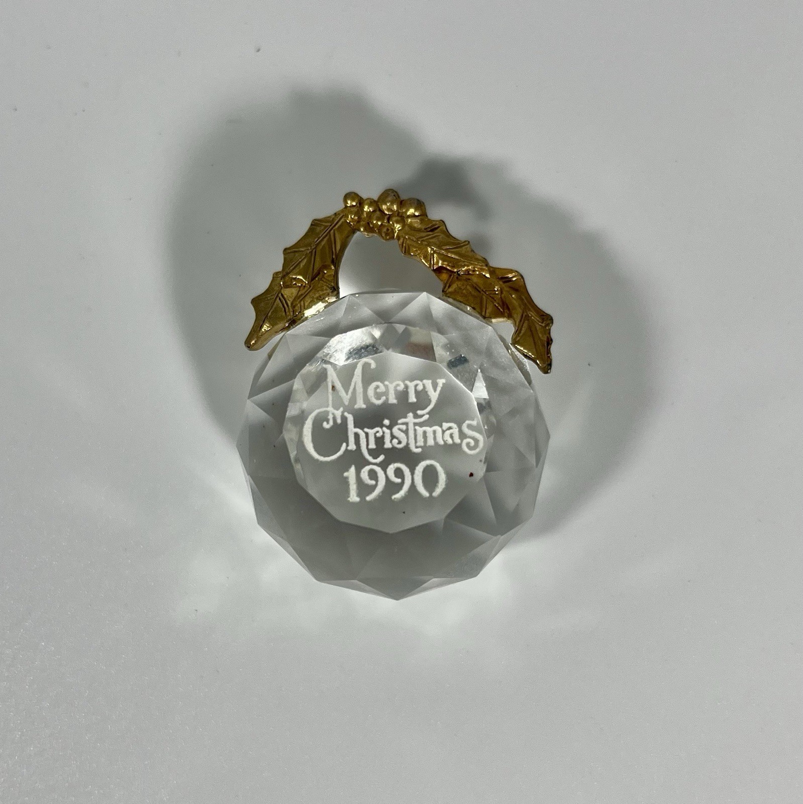 Vintage Merry Christmas 1990 Swarovski Faceted Crystal Ball Ornament 