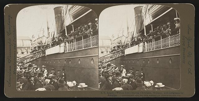 Christiana Norway 1905 S.S. Angelo Emigrants Boarding Ship Wilson Line