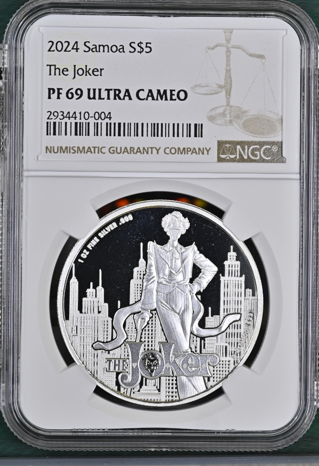 2024 SAMOA $5 DC COMICS JUSTICE LEAGUE JOKER NGC PF69 UC - SILVER COIN not nuie