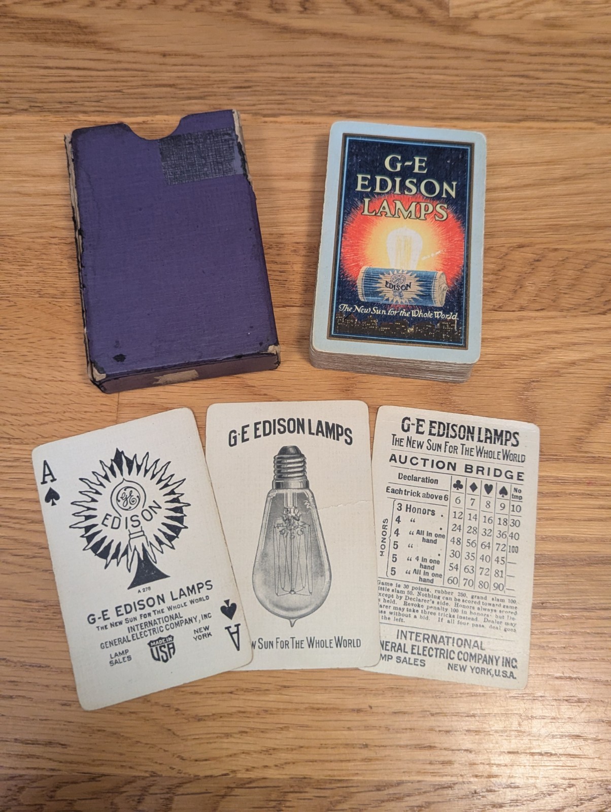 ca. 1915 G-E EDISON MAZDA LAMPS Antique Advertising Playing Card Deck COMPLETE 
