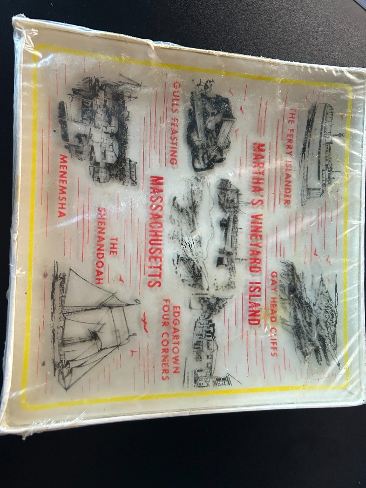 Rare Vintage Mid-Century Martha Vineyard souvenir glass tray / Trinket dish