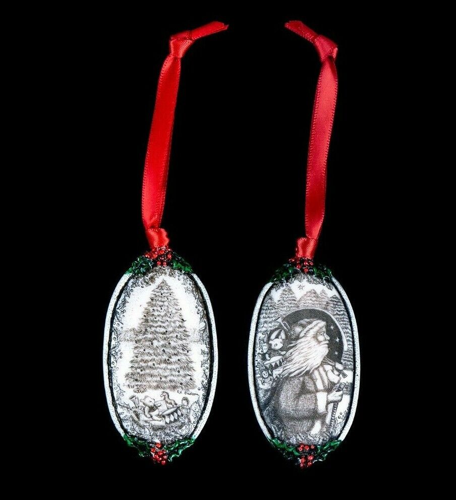 Double Sided Victorian Santa Ornament.  Moosup Valley, Rachel Badeau, Etched