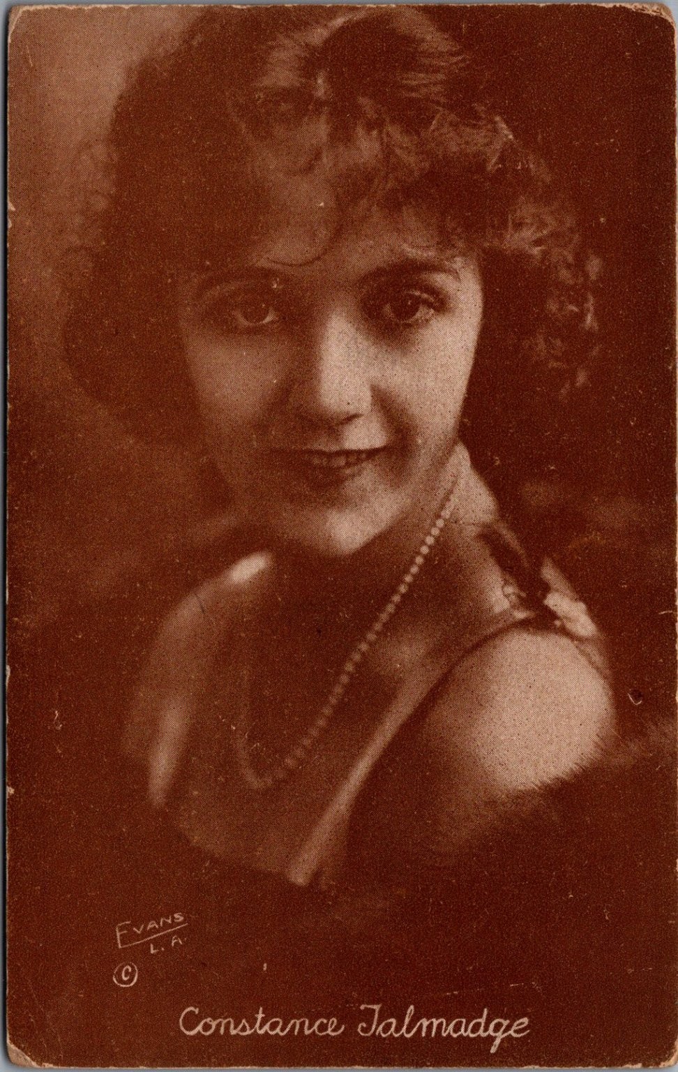 Constance Talmadge Silent Film Star RPPC Postcard EVANS L.A. Portrait 1910s